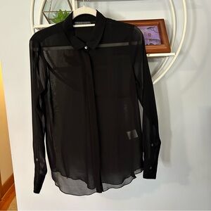 Velvet Women’s Small S Black Sheer Button Up Collared Shirt